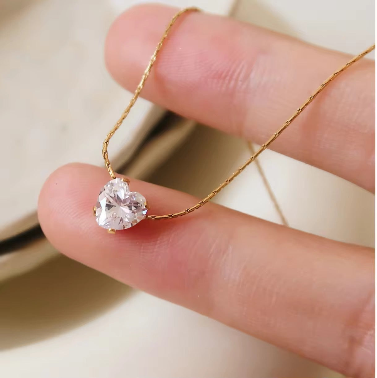 Tiny Heart Stone Necklace