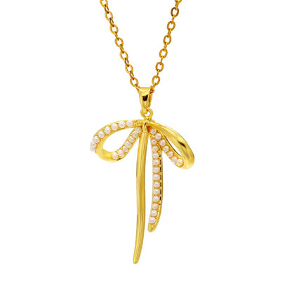 Pearl n Bow Necklace