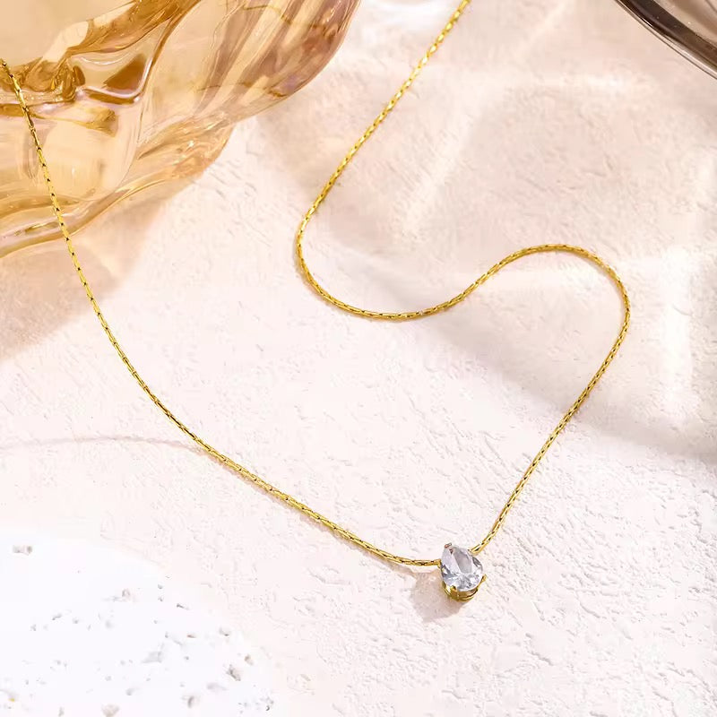Tiny Crystal Drop Necklace