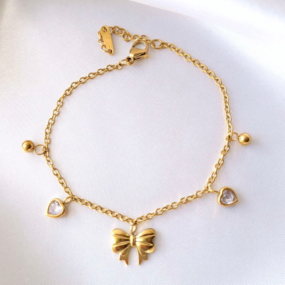Golden Bow Charm Bracelet