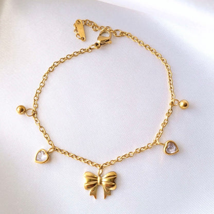Golden Bow Charm Bracelet