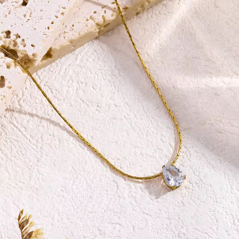 Tiny Crystal Drop Necklace