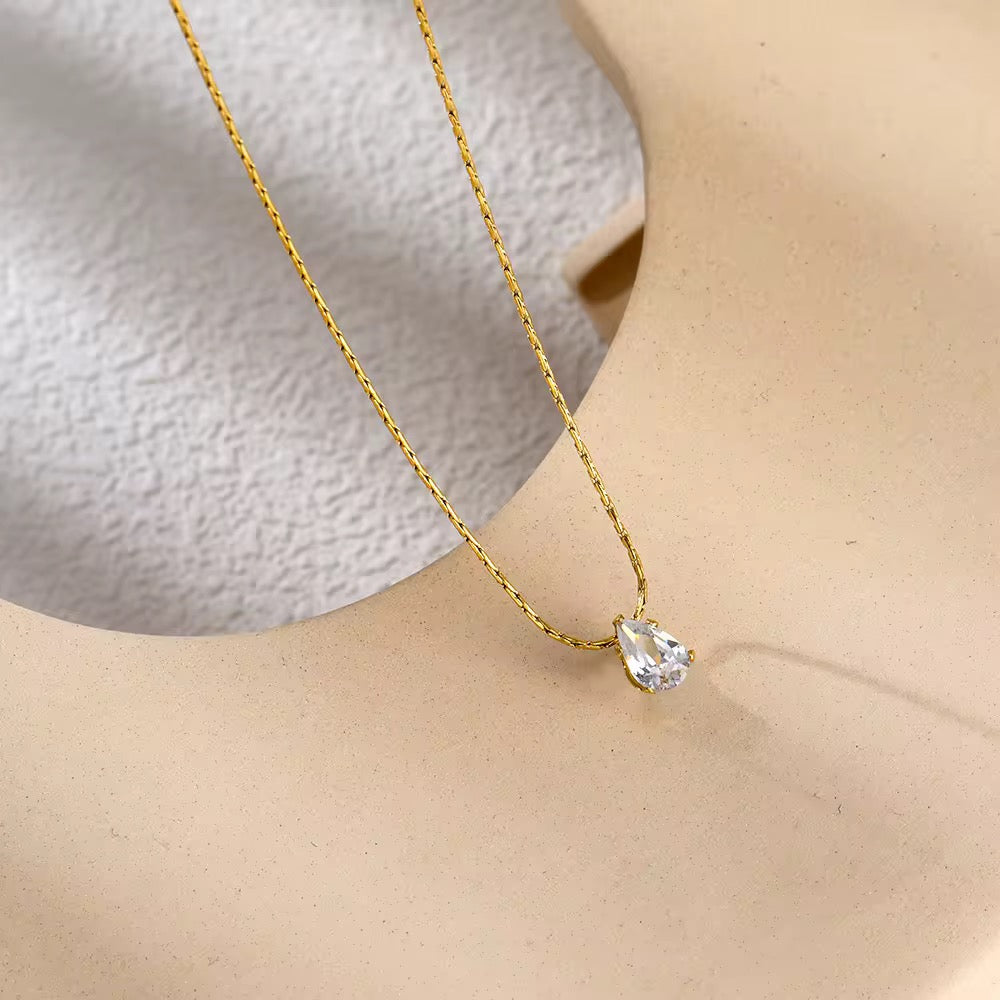 Tiny Crystal Drop Necklace