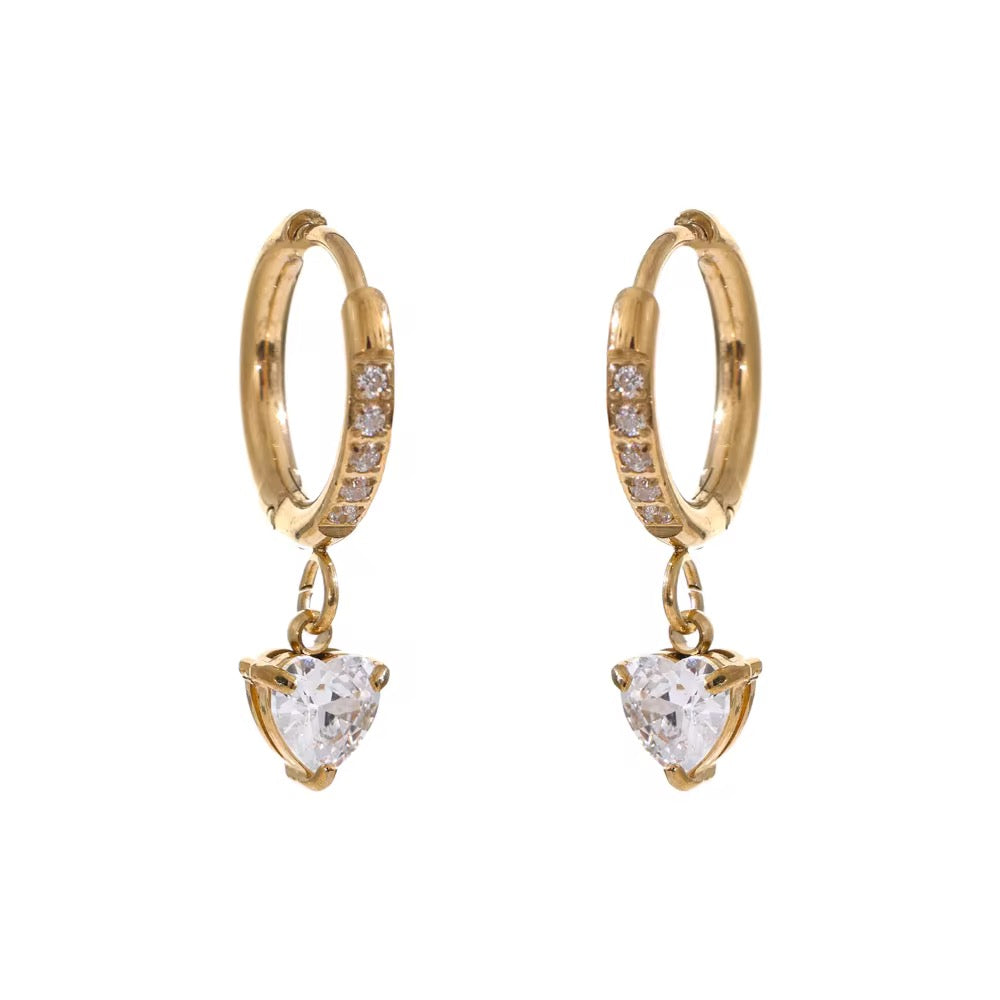 Dewdrop  Heart Earrings