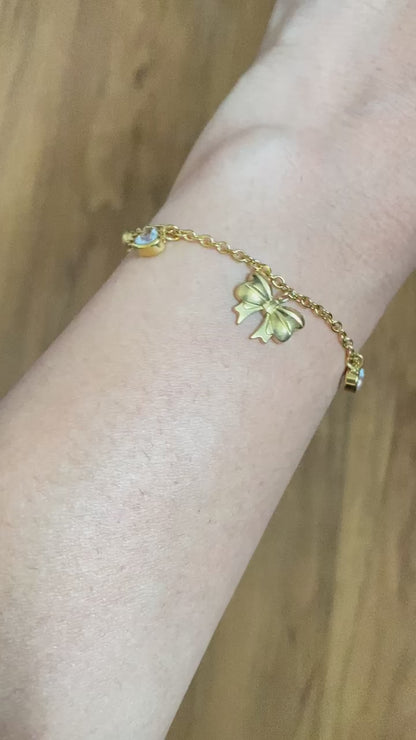 Golden Bow Charm Bracelet